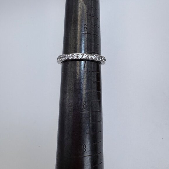 VTG Solid Sterling Silver 925 Cubic Zirconia Pavé Set Band Ring Size 6.75 - Picture 9 of 9